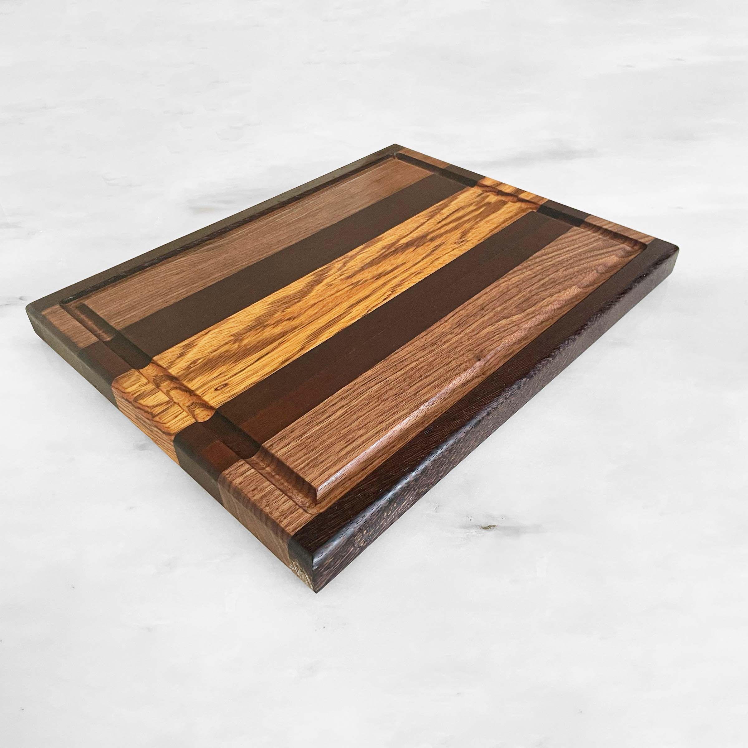 Hand-Crafted Exotic Hardwood Cutting Board - Zebrawood, Mapl