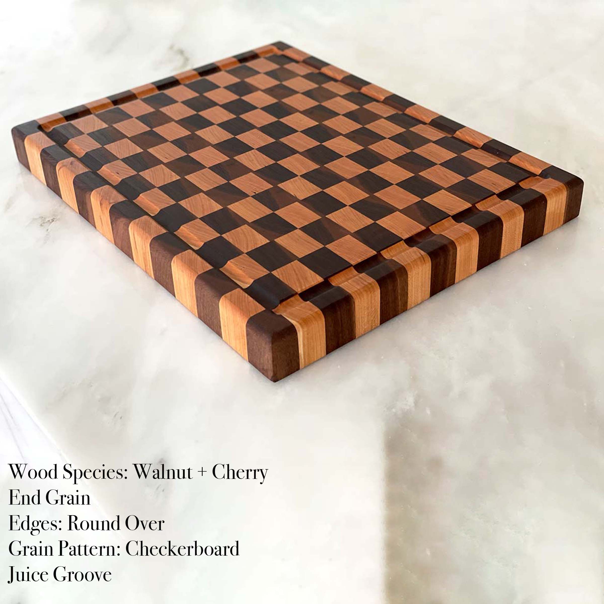 Walnut & Maple Chequered Design End Grain Chopping Board With a Juice  Groove 