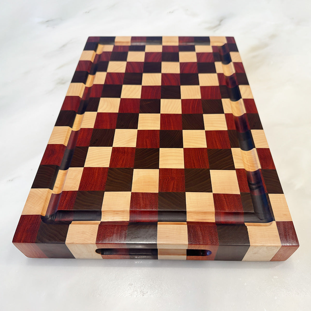 Toasted Maple + Bloodwood + Maple Checkerboard End Grain Cutting Board