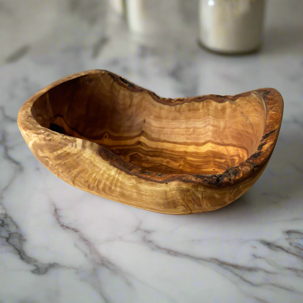 Large Olive Wood Serving Bowl 9"L x 5.5"W x 3"H