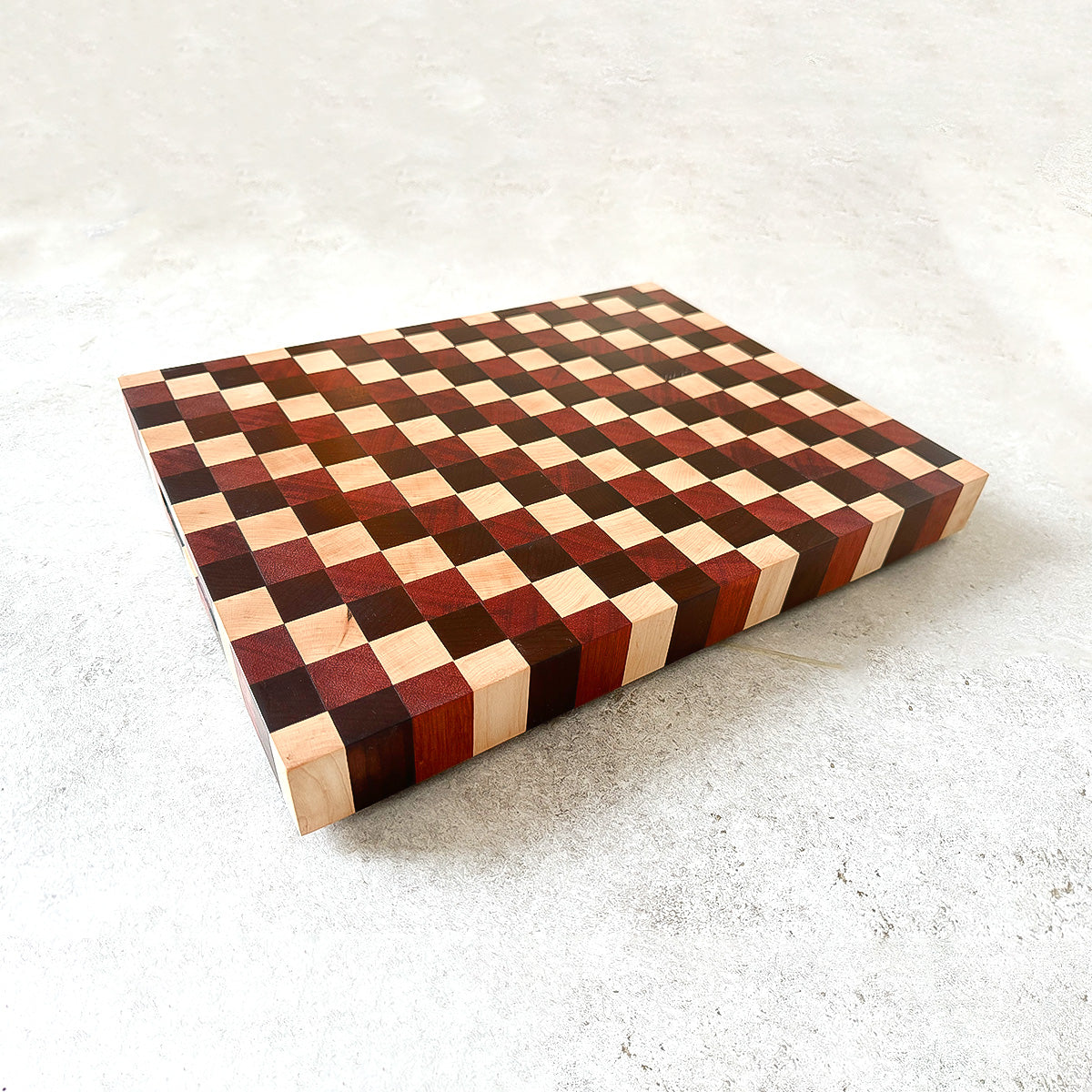 Toasted Maple + Purpleheart + Maple Checkerboard End Grain Cutting Board "The Oriole"