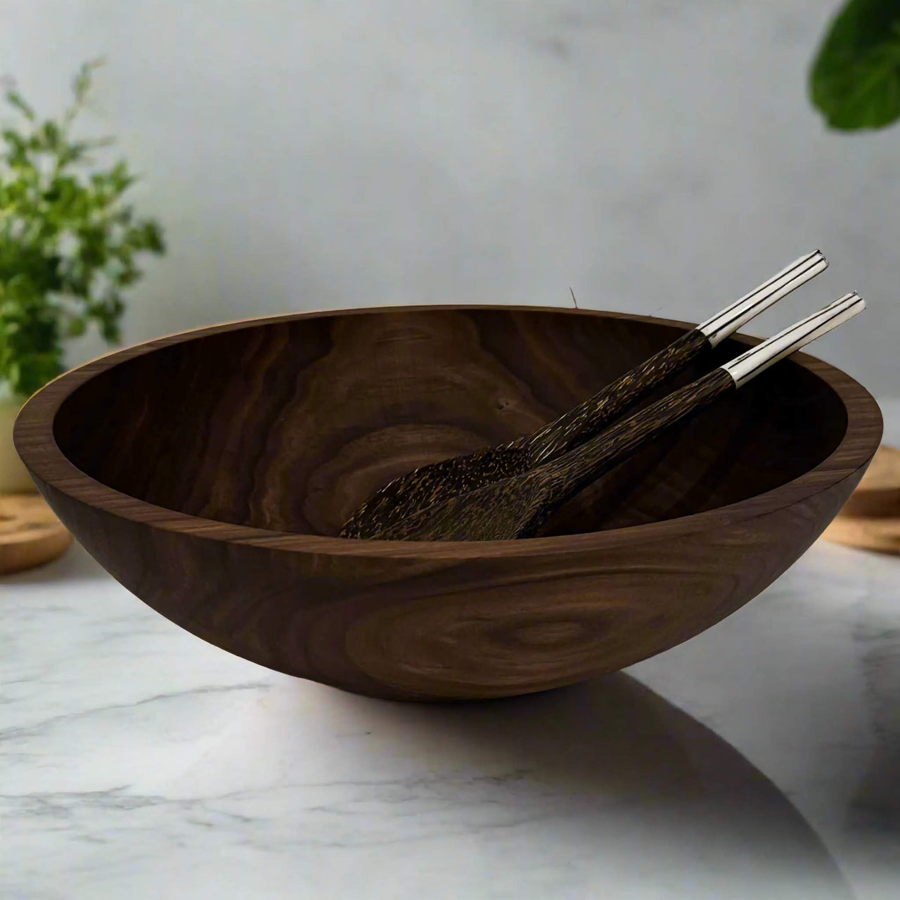 15" Walnut Salad and Serving Bowl