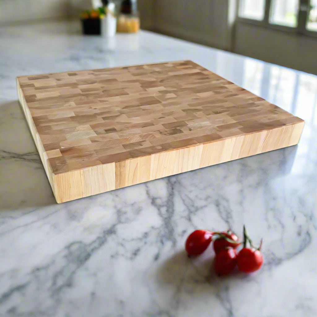 Bleached Honey Maple Off Cut End Grain Cutting Board- 18"L x 16"W x 2"H