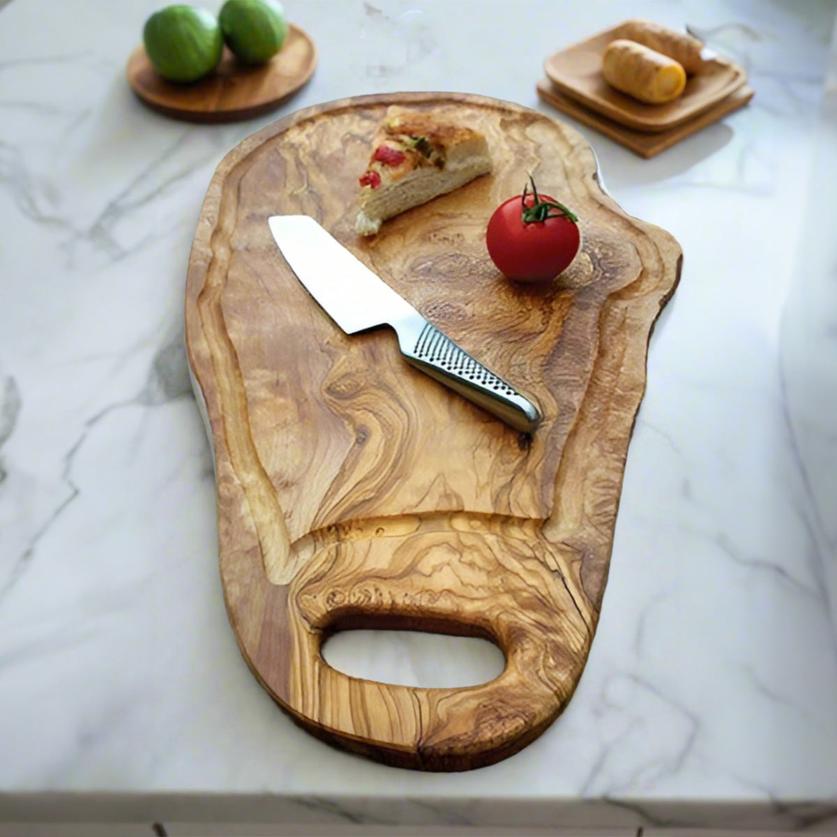 Olive Wood Face Grain Cutting Board With Juice Groove