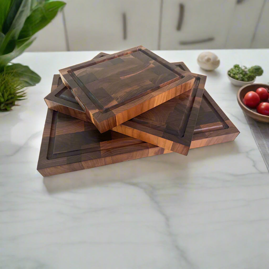 Set Of Three Walnut End Grain Cutting Boards "The Beaumont"