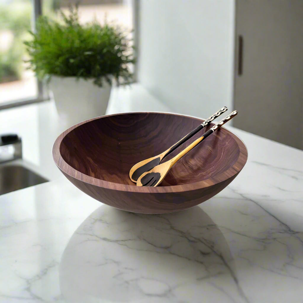 15" Walnut Salad and Serving Bowl